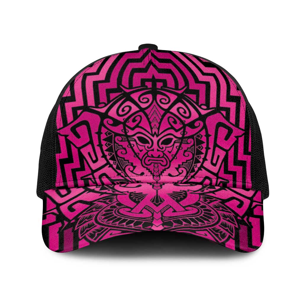 Basketball New Zealand Baseball Net Cap Pink Maori Ta Moko Indigenous - Polynesian Pride