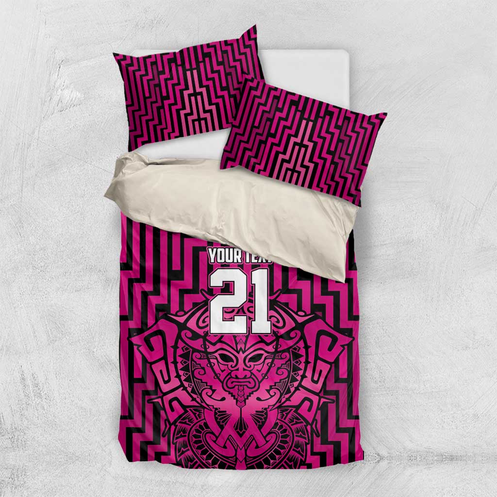Custom Basketball New Zealand Bedding Set Pink Maori Ta Moko Indigenous - Polynesian Pride
