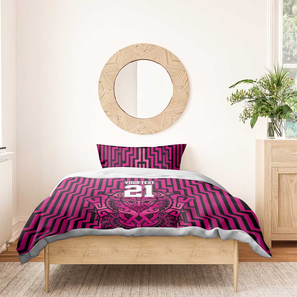 Custom Basketball New Zealand Bedding Set Pink Maori Ta Moko Indigenous - Polynesian Pride