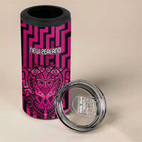 Custom Basketball New Zealand 4 in 1 Can Cooler Tumbler Pink Maori Ta Moko Indigenous LT9 - Polynesian Pride