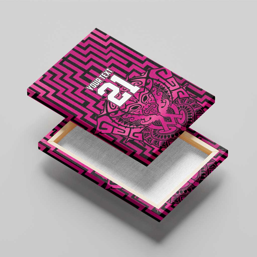 Custom Basketball New Zealand Canvas Wall Art Pink Maori Ta Moko Indigenous - Polynesian Pride