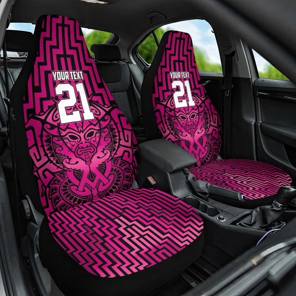 Custom Basketball New Zealand Car Seat Cover Pink Maori Ta Moko Indigenous - Polynesian Pride