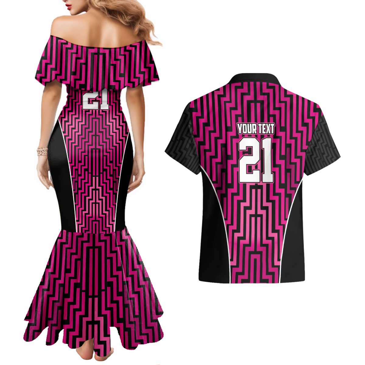 Custom Basketball New Zealand Couples Matching Mermaid Dress and Hawaiian Shirt Pink Maori Ta Moko Indigenous - Polynesian Pride