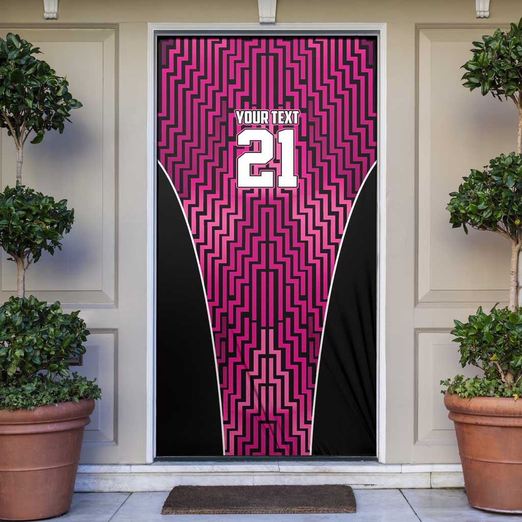 Custom Basketball New Zealand Door Cover Pink Maori Ta Moko Indigenous LT9 Pink - Polynesian Pride
