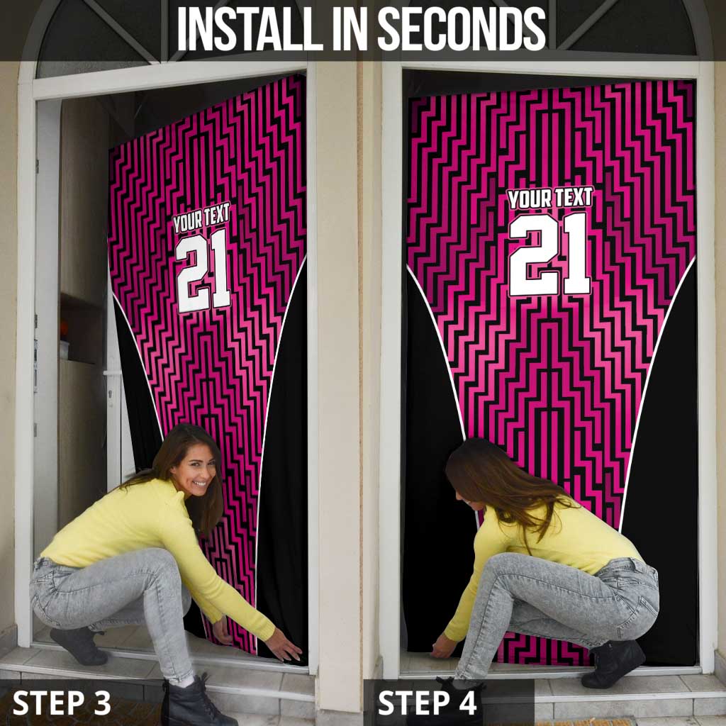 Custom Basketball New Zealand Door Cover Pink Maori Ta Moko Indigenous LT9 - Polynesian Pride
