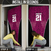 Custom Basketball New Zealand Door Cover Pink Maori Ta Moko Indigenous LT9 - Polynesian Pride
