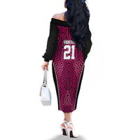 Custom Basketball New Zealand Family Matching Off The Shoulder Long Sleeve Dress and Hawaiian Shirt Pink Maori Ta Moko Indigenous LT9 - Polynesian Pride