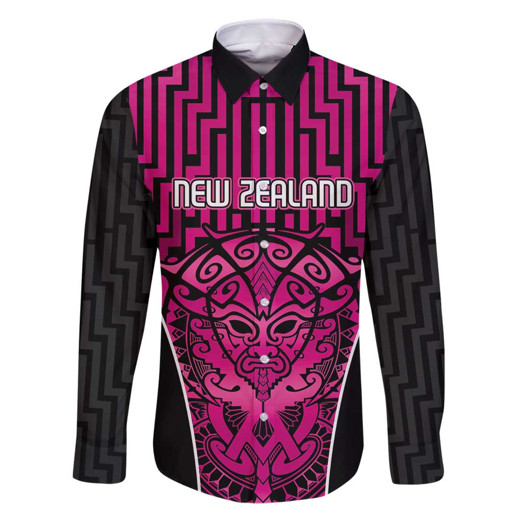 Custom Basketball New Zealand Family Matching Puletasi and Hawaiian Shirt Pink Maori Ta Moko Indigenous - Polynesian Pride