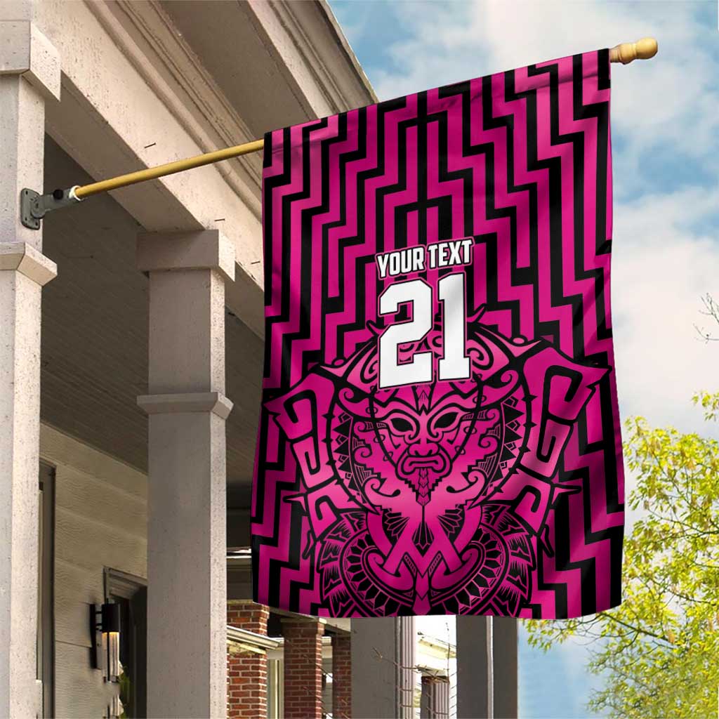 Custom Basketball New Zealand Garden Flag Pink Maori Ta Moko Indigenous LT9 House Flag Pink - Polynesian Pride