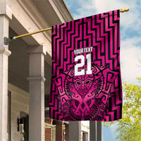 Custom Basketball New Zealand Garden Flag Pink Maori Ta Moko Indigenous LT9 House Flag Pink - Polynesian Pride