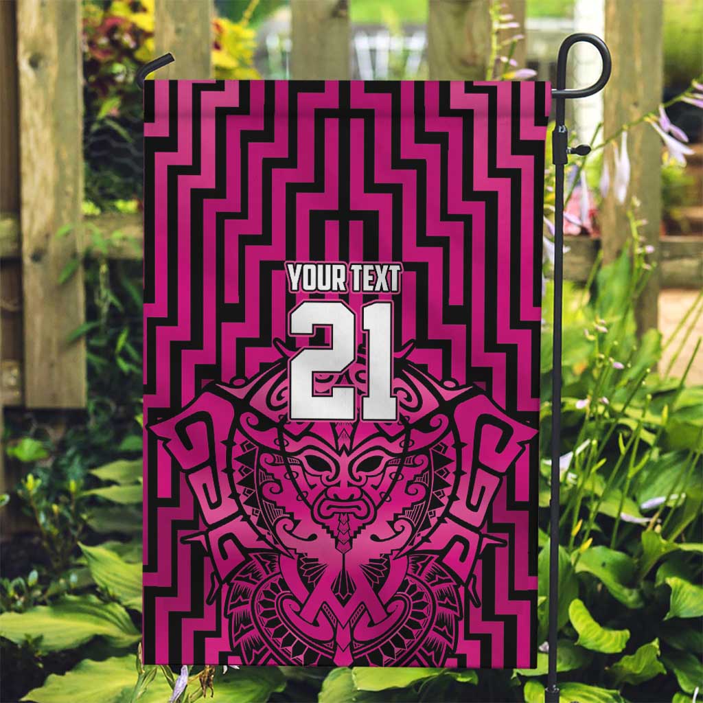 Custom Basketball New Zealand Garden Flag Pink Maori Ta Moko Indigenous LT9 Garden Flag Pink - Polynesian Pride