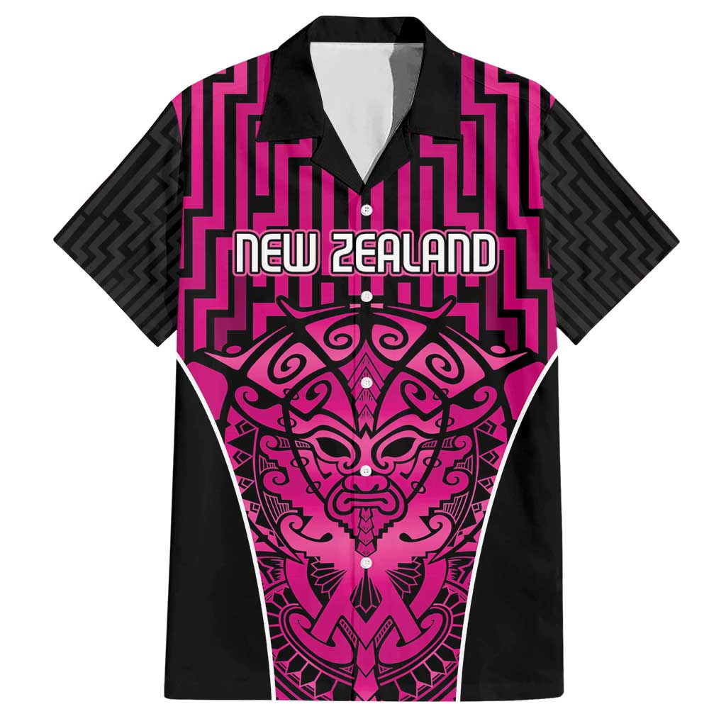 Custom Basketball New Zealand Hawaiian Shirt Pink Maori Ta Moko Indigenous LT9 Pink - Polynesian Pride