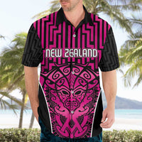 Custom Basketball New Zealand Hawaiian Shirt Pink Maori Ta Moko Indigenous LT9 - Polynesian Pride