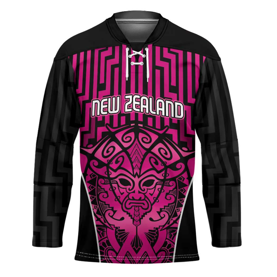 Custom Basketball New Zealand Hockey Jersey Pink Maori Ta Moko Indigenous LT9 Unisex Pink - Polynesian Pride
