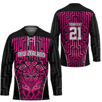 Custom Basketball New Zealand Hockey Jersey Pink Maori Ta Moko Indigenous LT9 - Polynesian Pride
