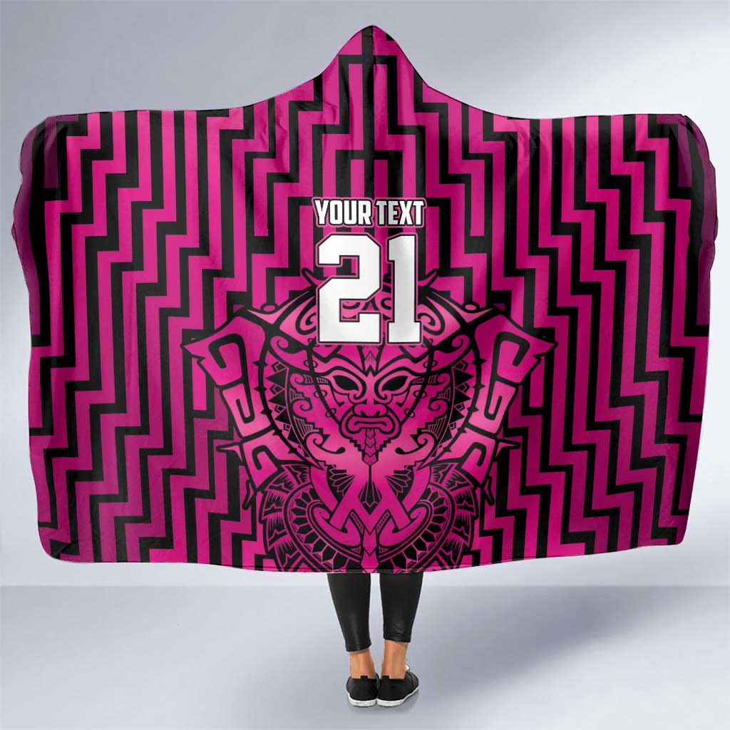Custom Basketball New Zealand Hooded Blanket Pink Maori Ta Moko Indigenous LT9 One Size Pink - Polynesian Pride