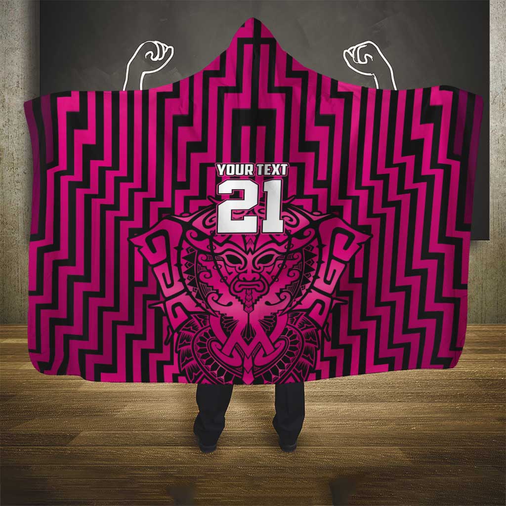 Custom Basketball New Zealand Hooded Blanket Pink Maori Ta Moko Indigenous LT9 - Polynesian Pride