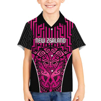 Custom Basketball New Zealand Kid Hawaiian Shirt Pink Maori Ta Moko Indigenous LT9 Kid Pink - Polynesian Pride