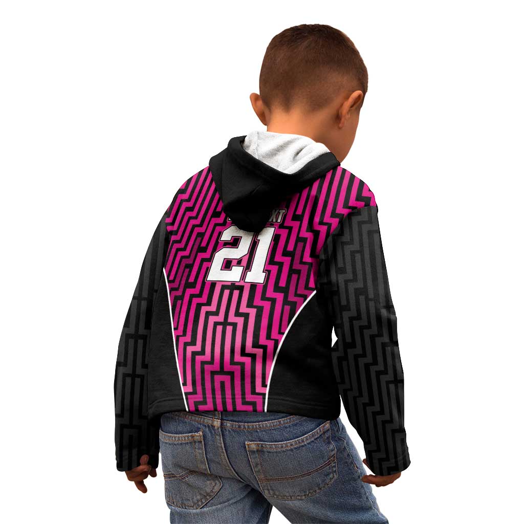 Custom Basketball New Zealand Kid Hoodie Pink Maori Ta Moko Indigenous LT9 - Polynesian Pride