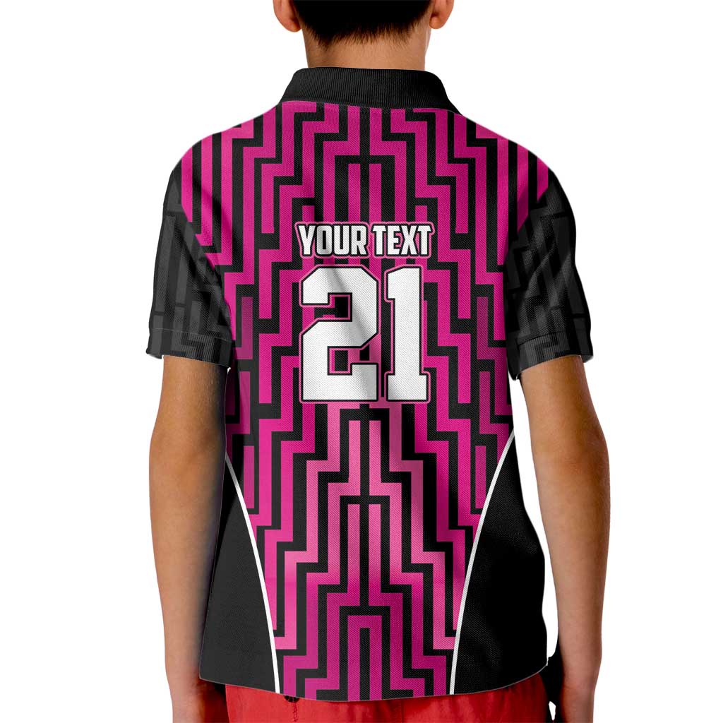 Custom Basketball New Zealand Kid Polo Shirt Pink Maori Ta Moko Indigenous LT9 - Polynesian Pride