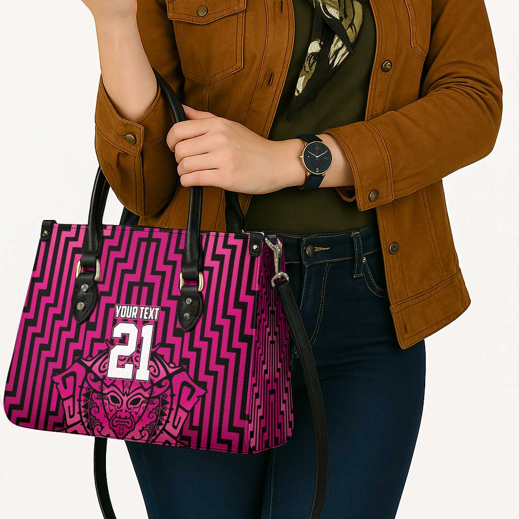 Custom Basketball New Zealand Leather Bag Pink Maori Ta Moko Indigenous - Polynesian Pride