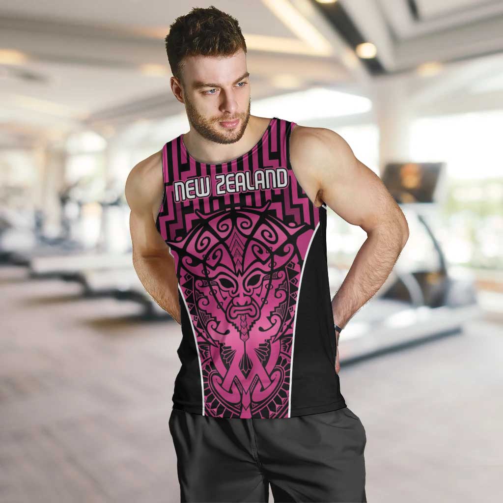 Custom Basketball New Zealand Men Tank Top Pink Maori Ta Moko Indigenous LT9 Pink - Polynesian Pride
