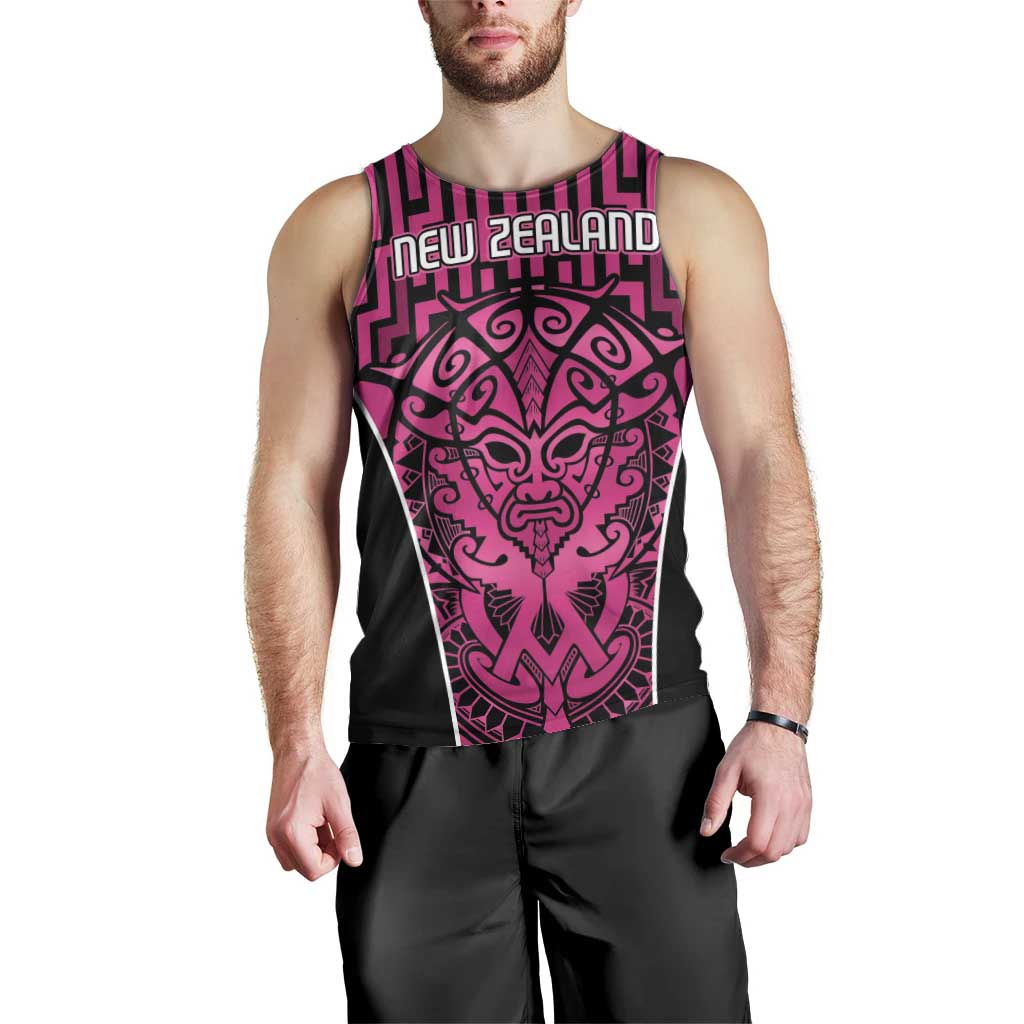 Custom Basketball New Zealand Men Tank Top Pink Maori Ta Moko Indigenous LT9 - Polynesian Pride