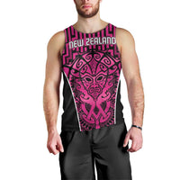 Custom Basketball New Zealand Men Tank Top Pink Maori Ta Moko Indigenous LT9 - Polynesian Pride