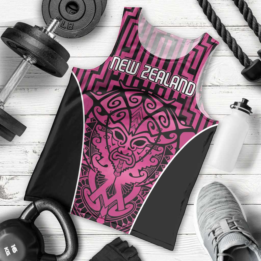 Custom Basketball New Zealand Men Tank Top Pink Maori Ta Moko Indigenous LT9 - Polynesian Pride