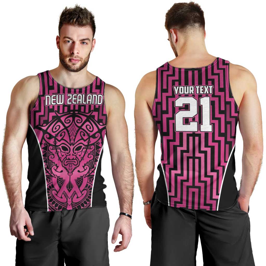 Custom Basketball New Zealand Men Tank Top Pink Maori Ta Moko Indigenous LT9 - Polynesian Pride