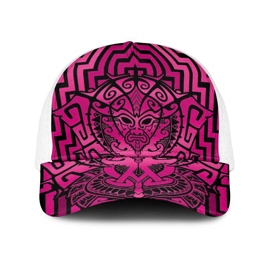 Basketball New Zealand Mesh Trucker Cap Pink Maori Ta Moko Indigenous - Polynesian Pride