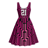 Custom Basketball New Zealand Midi Dress Pink Maori Ta Moko Indigenous LT9 - Polynesian Pride