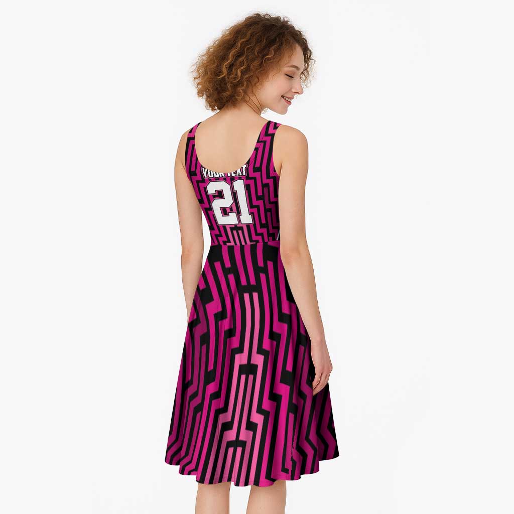Custom Basketball New Zealand Midi Dress Pink Maori Ta Moko Indigenous LT9 - Polynesian Pride