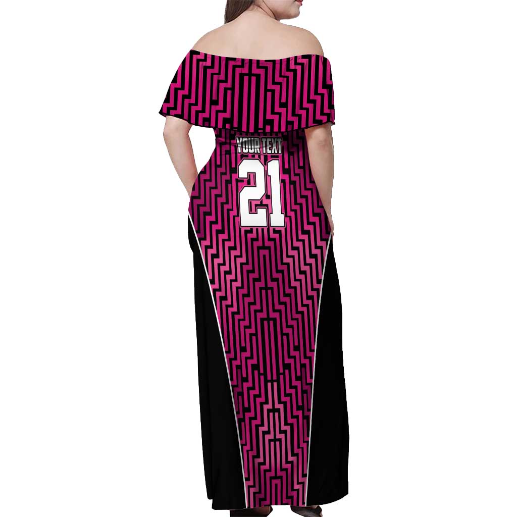Custom Basketball New Zealand Off Shoulder Maxi Dress Pink Maori Ta Moko Indigenous LT9 - Polynesian Pride