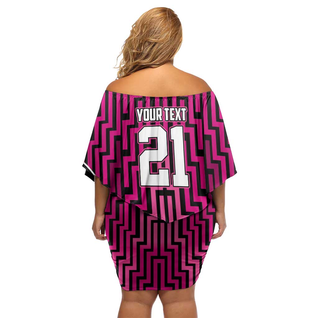 Custom Basketball New Zealand Off Shoulder Short Dress Pink Maori Ta Moko Indigenous LT9 - Polynesian Pride