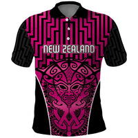 Custom Basketball New Zealand Polo Shirt Pink Maori Ta Moko Indigenous LT9 Pink - Polynesian Pride