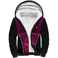 Custom Basketball New Zealand Sherpa Hoodie Pink Maori Ta Moko Indigenous LT9 Unisex Pink - Polynesian Pride