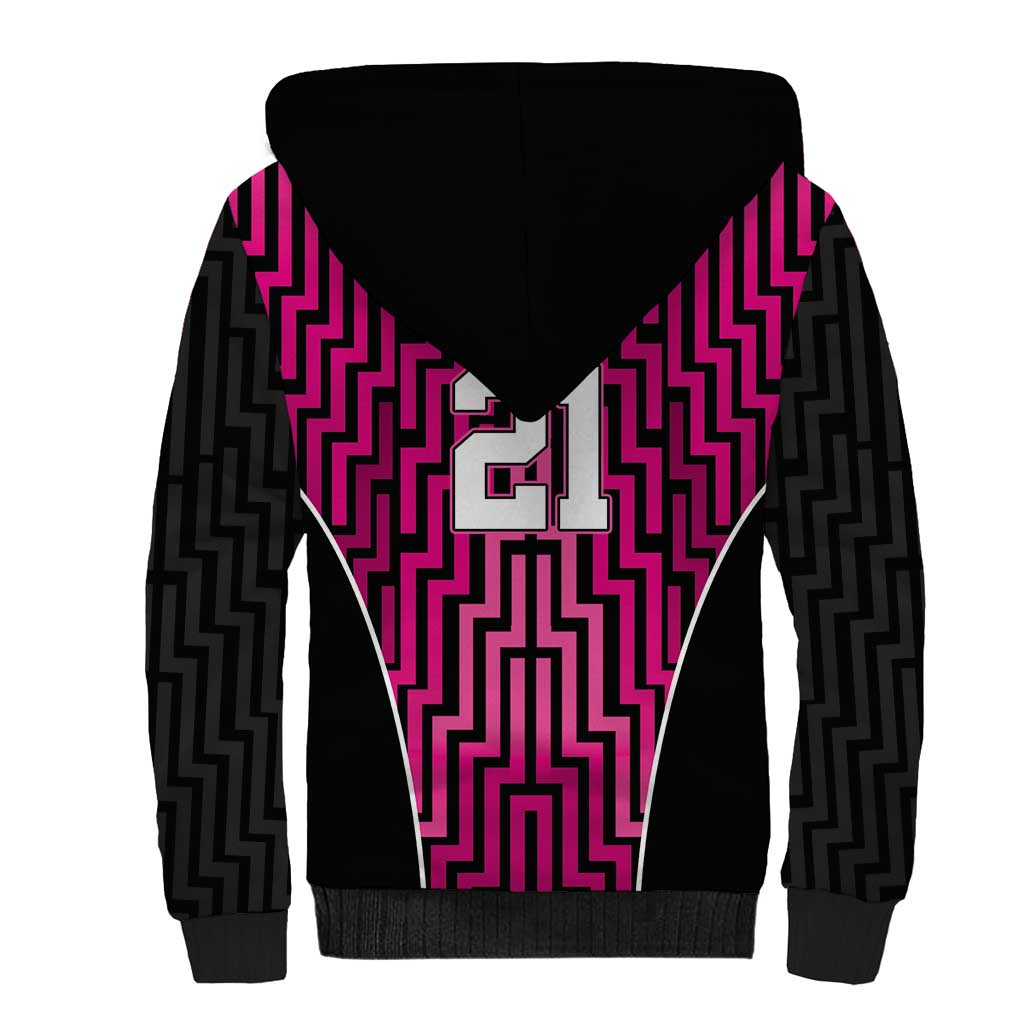 Custom Basketball New Zealand Sherpa Hoodie Pink Maori Ta Moko Indigenous LT9 - Polynesian Pride