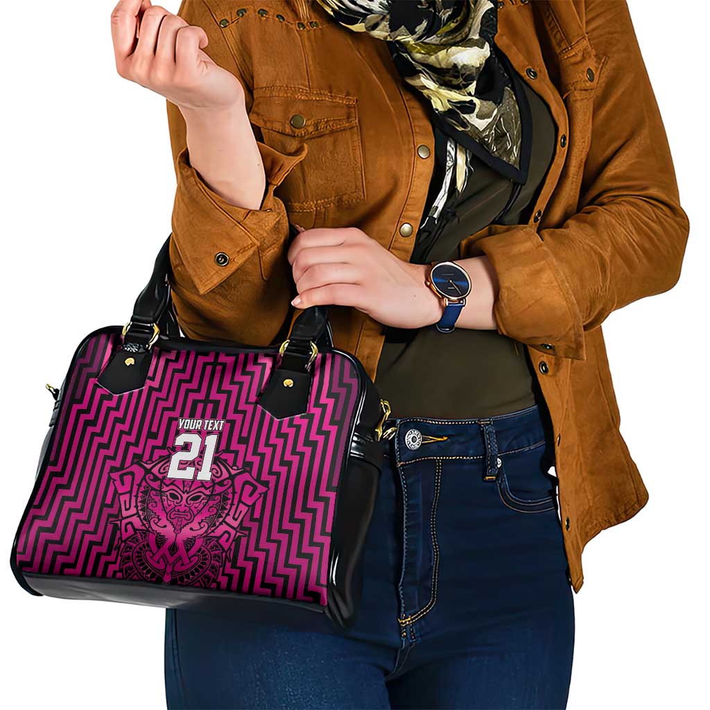 Custom Basketball New Zealand Shoulder Handbag Pink Maori Ta Moko Indigenous - Polynesian Pride
