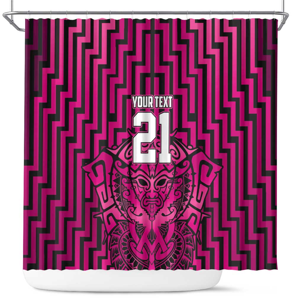Custom Basketball New Zealand Shower Curtain Pink Maori Ta Moko Indigenous LT9 Pink - Polynesian Pride