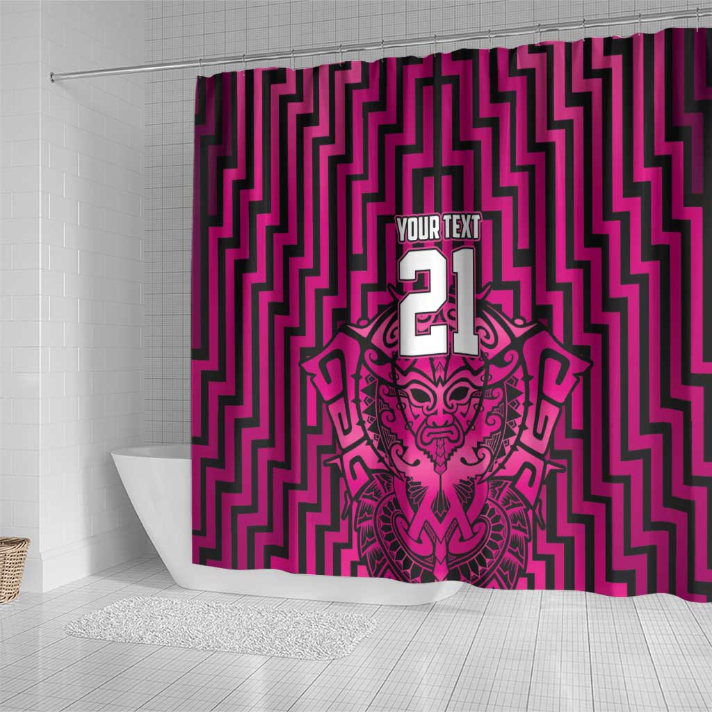 Custom Basketball New Zealand Shower Curtain Pink Maori Ta Moko Indigenous LT9 - Polynesian Pride