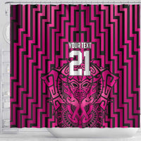 Custom Basketball New Zealand Shower Curtain Pink Maori Ta Moko Indigenous LT9 - Polynesian Pride
