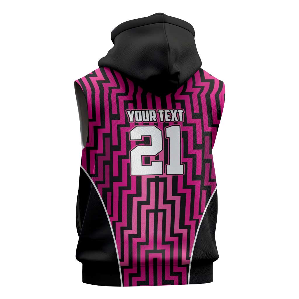 Custom Basketball New Zealand Sleeveless Hoodie Pink Maori Ta Moko Indigenous LT9 - Polynesian Pride