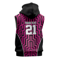 Custom Basketball New Zealand Sleeveless Hoodie Pink Maori Ta Moko Indigenous LT9 - Polynesian Pride