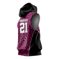 Custom Basketball New Zealand Sleeveless Hoodie Pink Maori Ta Moko Indigenous LT9 - Polynesian Pride