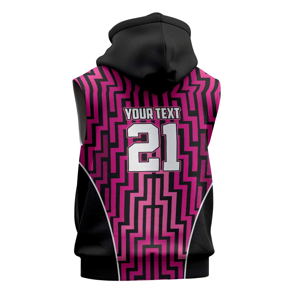 Custom Basketball New Zealand Sleeveless Zip Hoodie Pink Maori Ta Moko Indigenous LT9 - Polynesian Pride