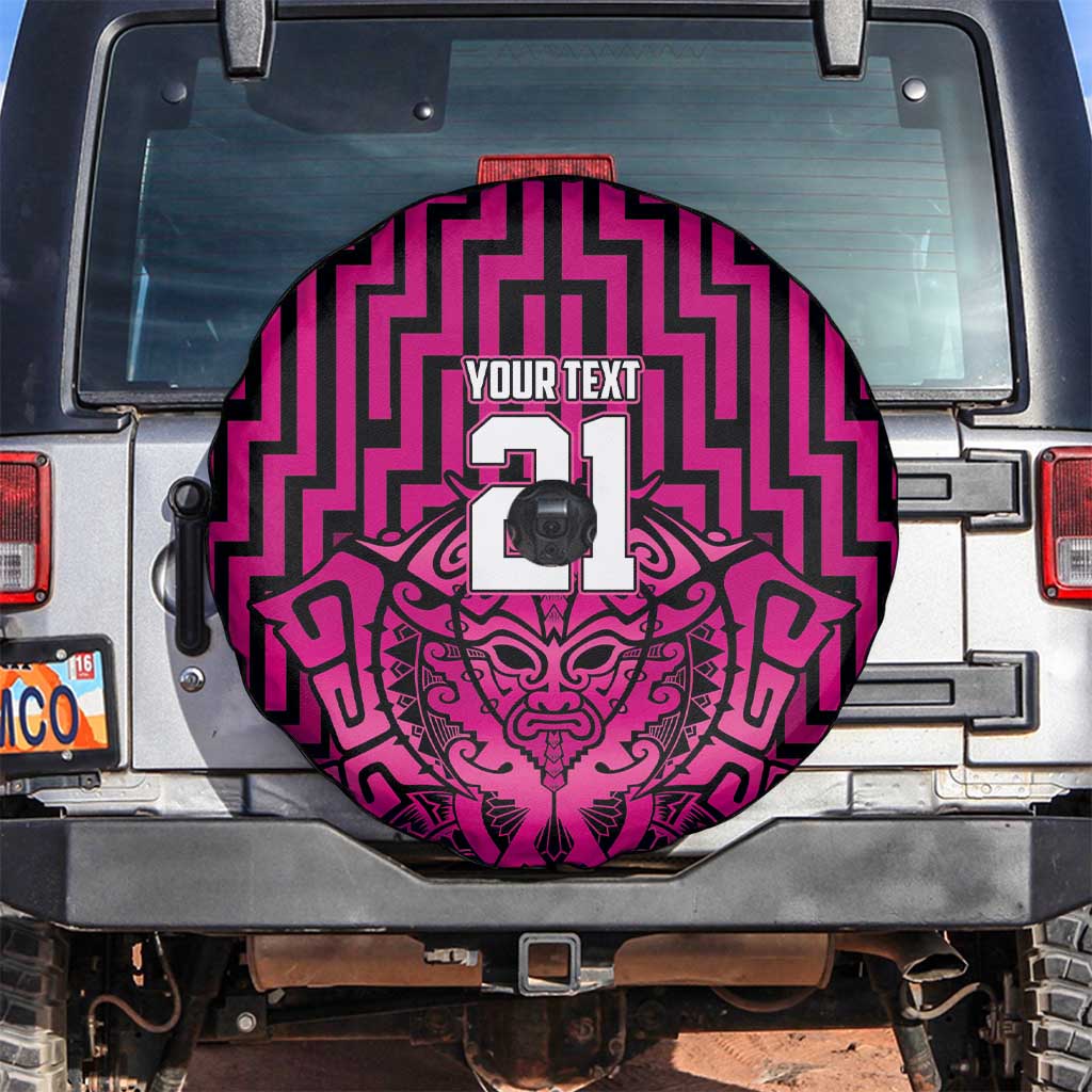 Custom Basketball New Zealand Spare Tire Cover Pink Maori Ta Moko Indigenous LT9 Pink - Polynesian Pride