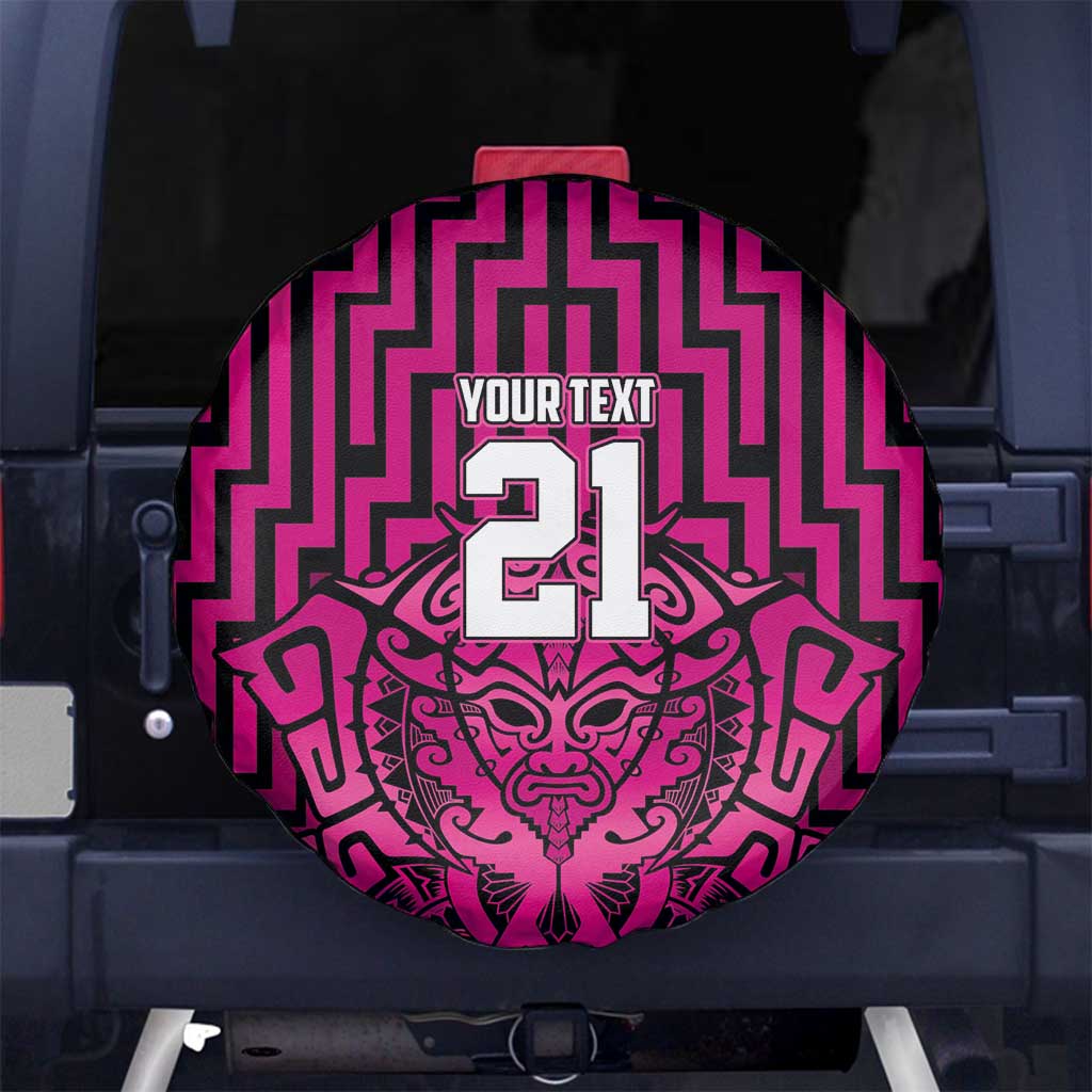Custom Basketball New Zealand Spare Tire Cover Pink Maori Ta Moko Indigenous LT9 No hole Pink - Polynesian Pride