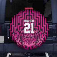 Custom Basketball New Zealand Spare Tire Cover Pink Maori Ta Moko Indigenous LT9 No hole Pink - Polynesian Pride