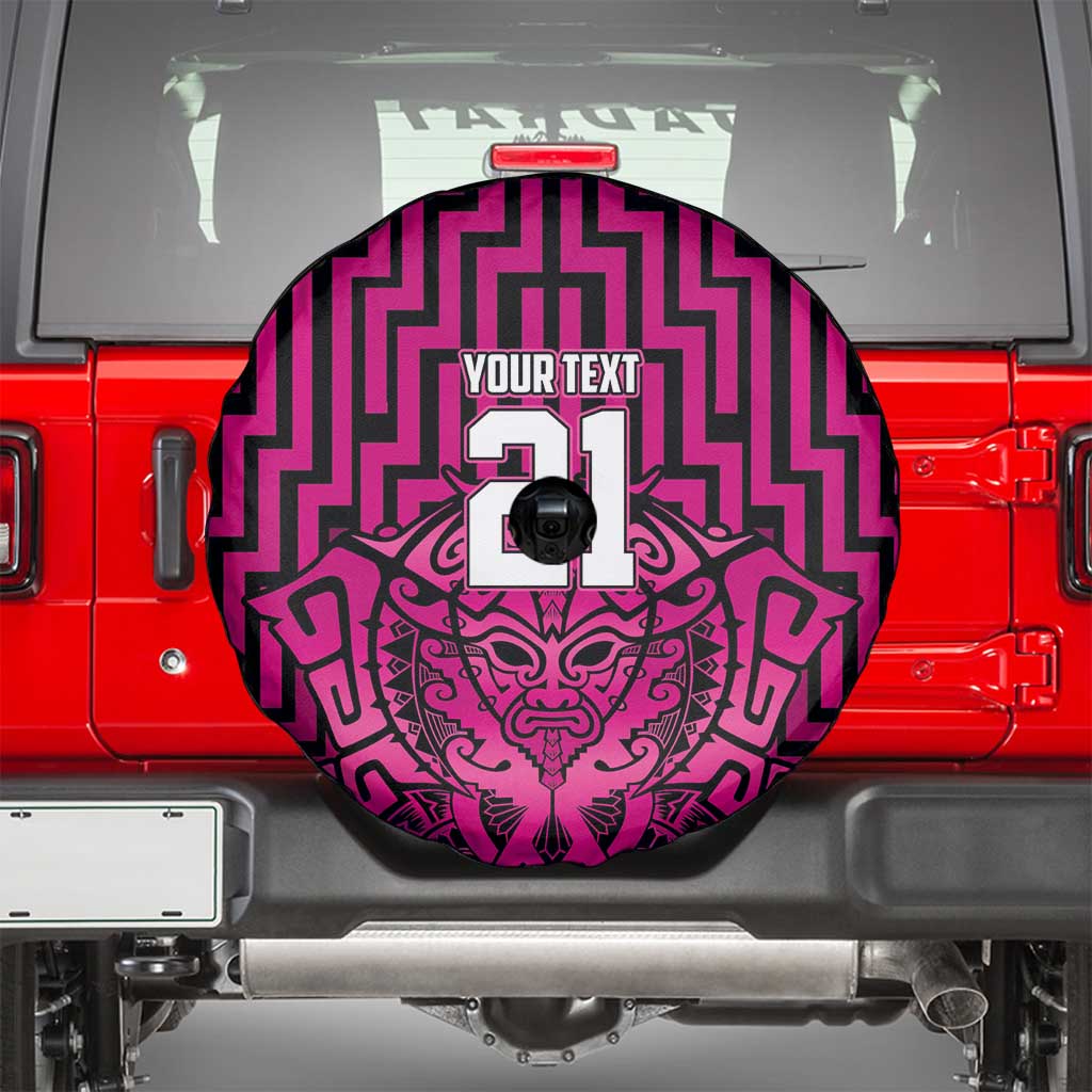 Custom Basketball New Zealand Spare Tire Cover Pink Maori Ta Moko Indigenous LT9 - Polynesian Pride
